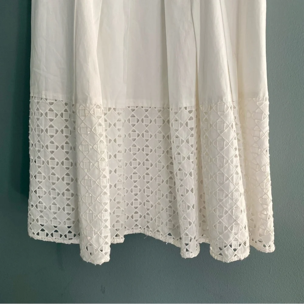 Ann Taylor White Eyelet Shirt Dress Sleeveless Button Down Sz 0 - Picture 3 of 11